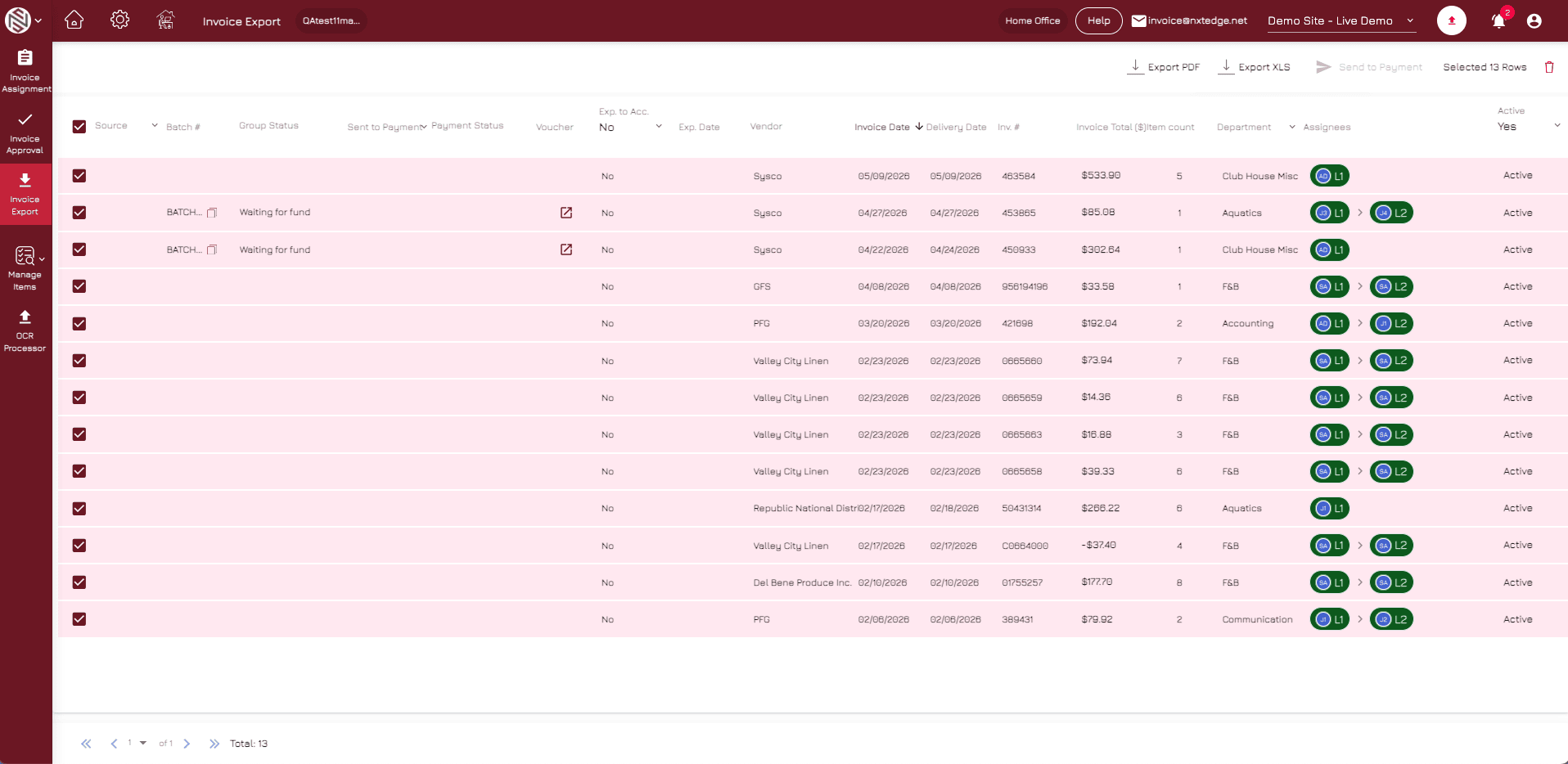 Automated Invoice Export
