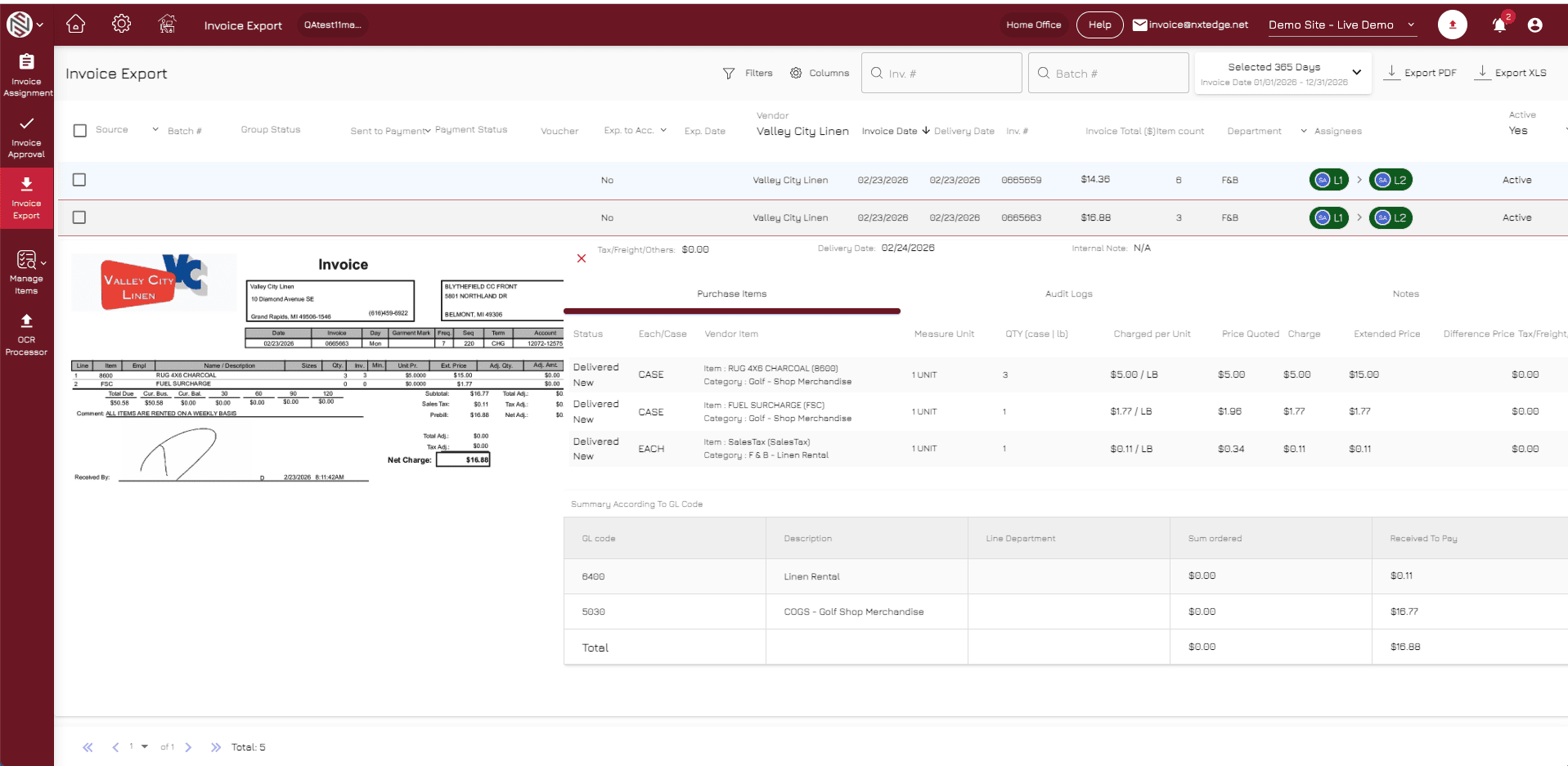 Invoice Image Support
