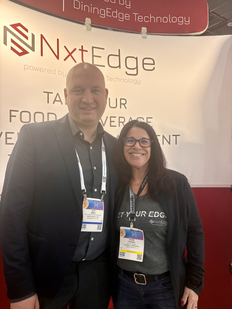 NxtEdge VP Naomi Canning with a hospitality leader at the New York Restaurant Show