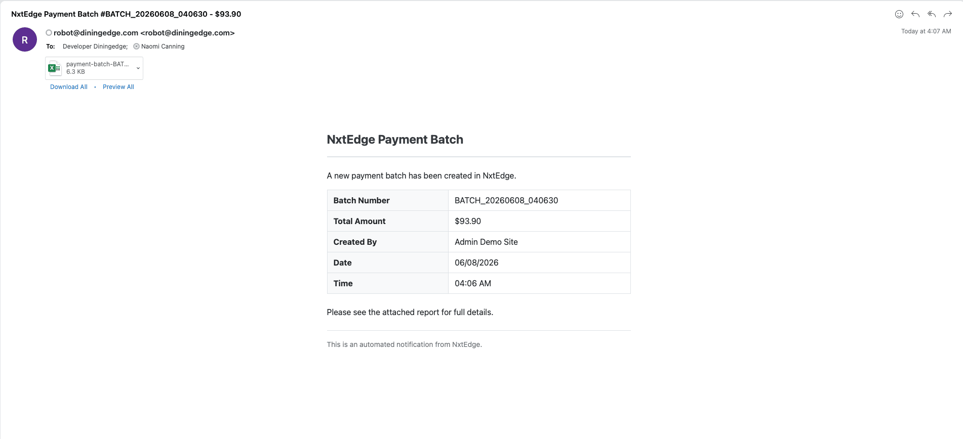 NxtEdge Vendors Receive Payment