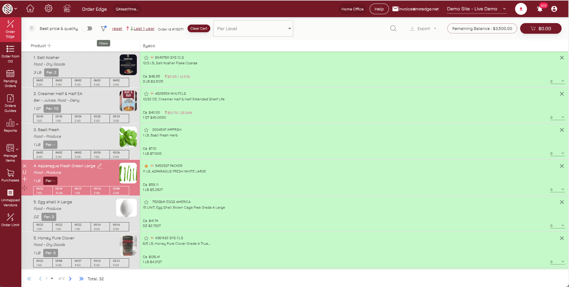 NxtEdge Control What Gets Ordered
