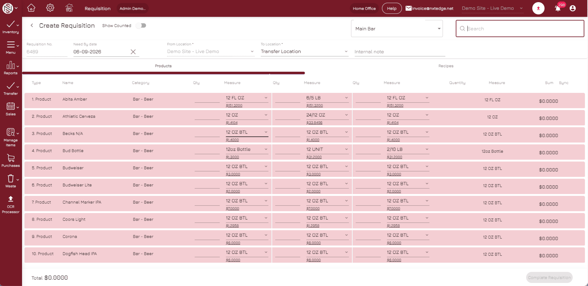 NxtEdge Create a Requisition on desktop
