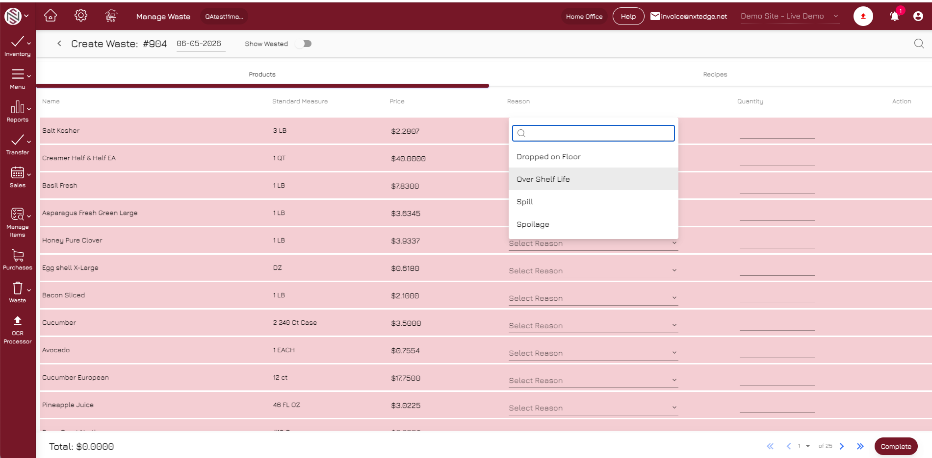 NxtEdge Cost Every Recipe