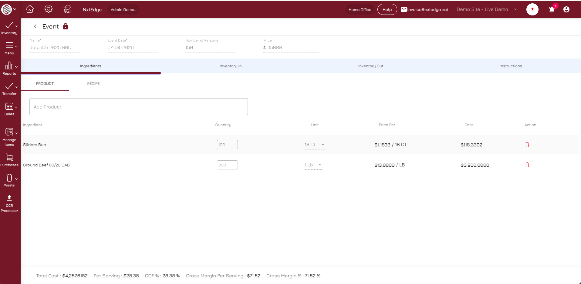 NxtEdge Cost Events Before They Happen
