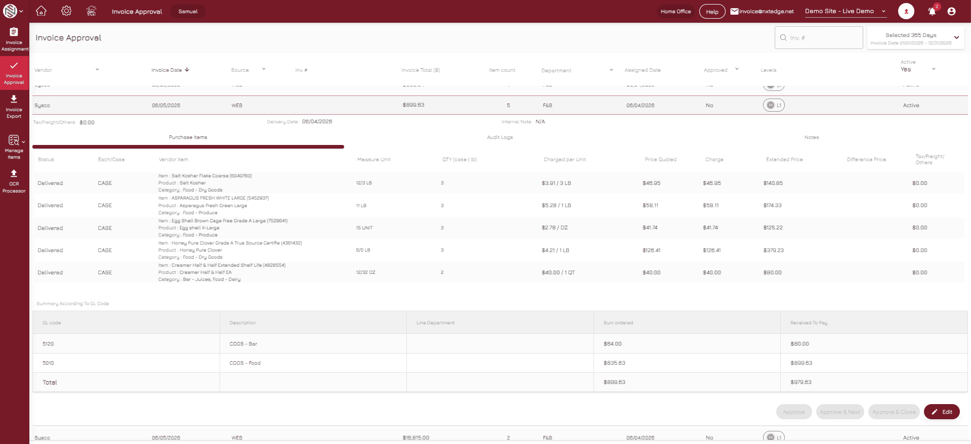 NxtEdge Pending Approval Visibility