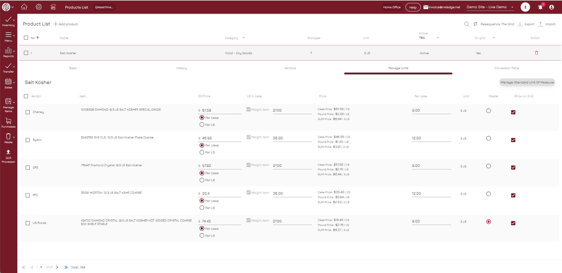 Inventory Vendor Processing